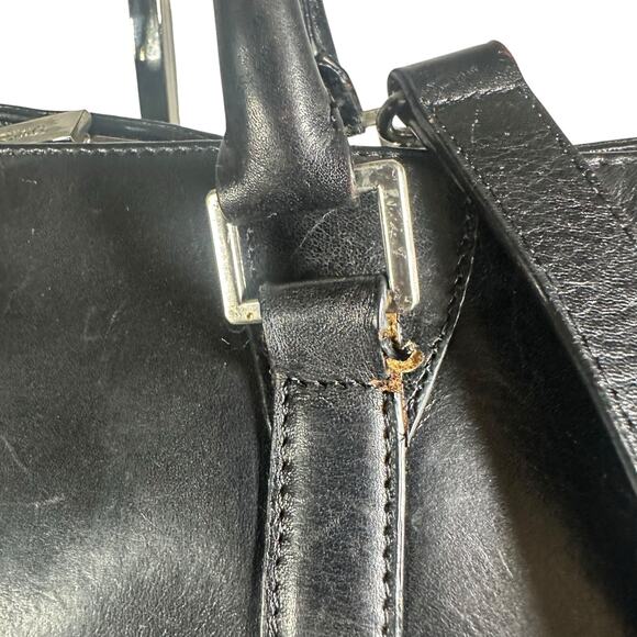 Hobo International Black Leather Briefcase Laptop Bag Shoulder Strap Vintage - Picture 6 of 16